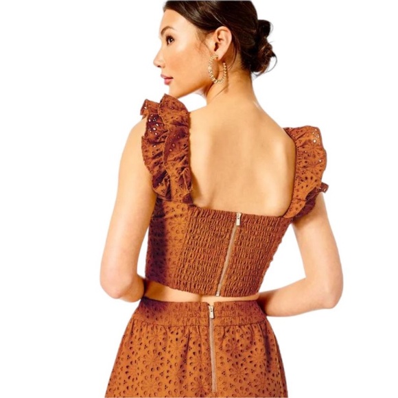 NWT Lilly Pulitzer Lolina Midi Set in Toffee Neon Sunburst Eyelet - Picture 6 of 8